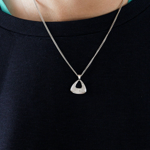 Pendentif Pendentif or blanc pavé de diamants 58 Facettes 340742