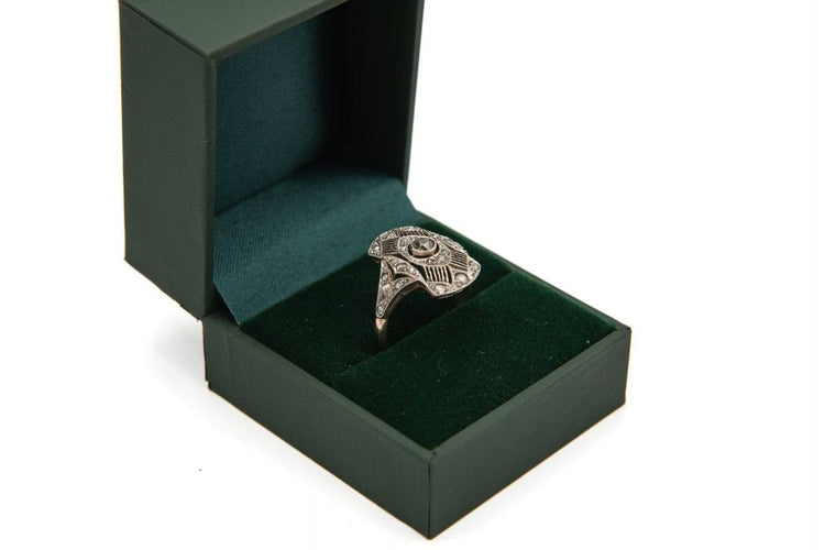 Bague 57 Bague Art Déco en or jaune et platine avec diamants taille ancienne, années 1920 58 Facettes 9436