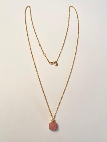 Collier Collier en quartz rose nude et calcédoine 58 Facettes