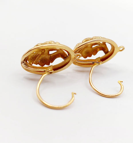 Boucles d'oreilles Dormeuses victoriennes poissardes à fleurs en or rose 18k (circa 1890) 58 Facettes A06467