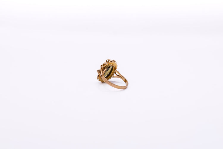 Bague 57 Bague vintage dentelle or jaune, Quartz fumé 58 Facettes 4651