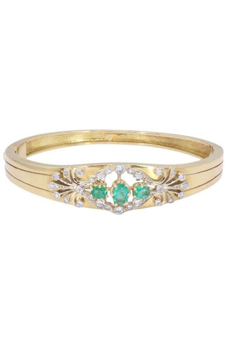 Bracelet BRACELET JONC ÉMERAUDES ET DIAMANTS 58 Facettes 096021