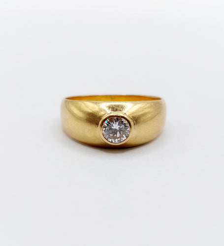 Bague 48 Bague jonc bombé dôme en or 18k et diamant 0,25 ct 58 Facettes A06595