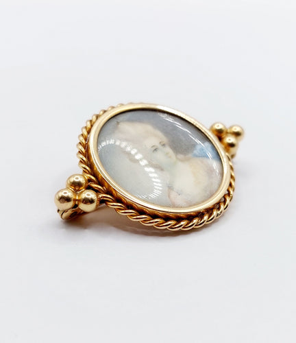 Broche Broche victorienne or rose, miniature femme élégante 58 Facettes A04508