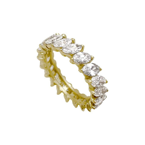 Bague 50 Alliance or jaune et diamants navette. 58 Facettes 35257