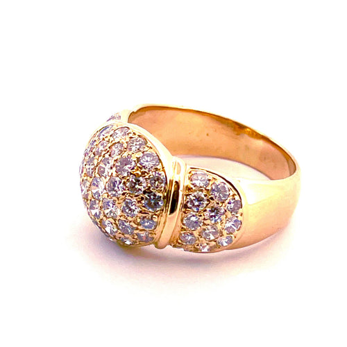 Bague 56 Bague boule vintage en or jaune 18 carats et diamants 58 Facettes