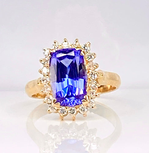 Bague 53 Bague tanzanite 3,50 carats diamants 58 Facettes AB527