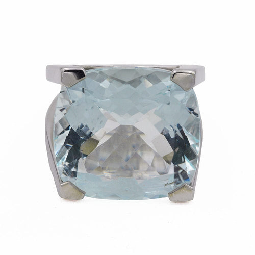 Bague 52 Bague Or gris Aigue-Marine 58 Facettes