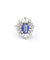 Bague 57 Bague en or blanc avec saphir de Ceylan de 1,7 ct et diamants 58 Facettes 14170