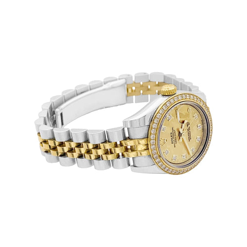 Montre Montre Rolex, "Oyster Perpetual Lady-Datejust", or jaune, acier, diamants. 58 Facettes 35042