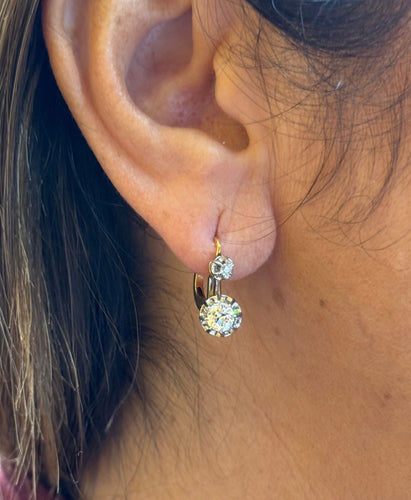 Boucles d'oreilles Dormeuses ancienne en or et diamants 58 Facettes
