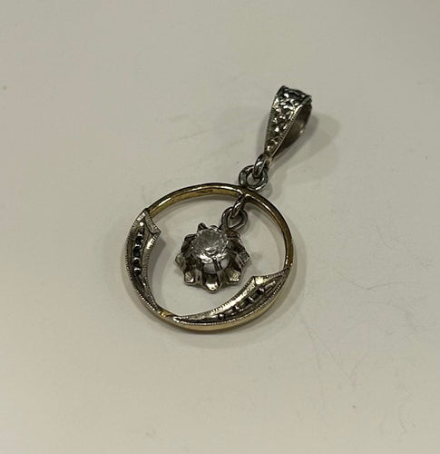 Pendentif Pendentif or jaune et blanc saphir 58 Facettes LP557/14