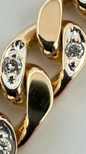 Bracelet Gourmette or jaune et diamants 58 Facettes