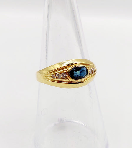Bague 53 Bague jonc vintage or jaune, saphir et diamants 58 Facettes A06062