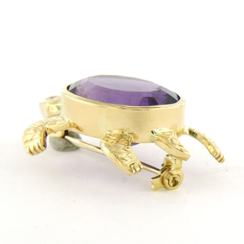 Broche Broche en or jaune en forme de tortue, améthyste et diamants 58 Facettes