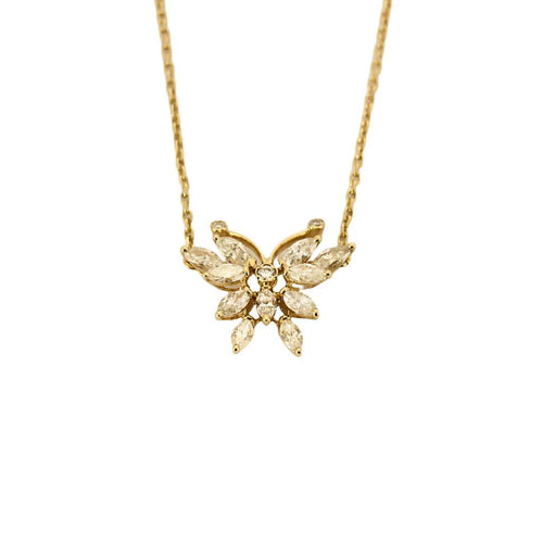 Collier Collier papillon en or jaune et diamants 58 Facettes 250346