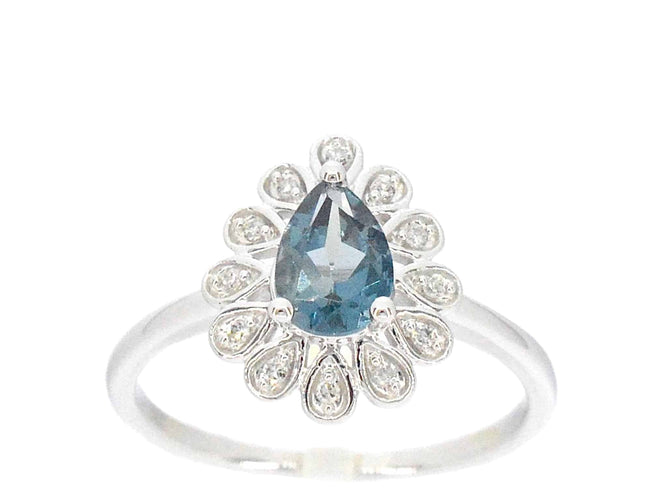 Bague 54 Bague en or blanc avec diamants et topaze 58 Facettes 2316