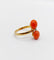 Bague 53.5 Bague marquise Art Déco or jaune, cabochons de corail et diamant taille rose 58 Facettes A06350