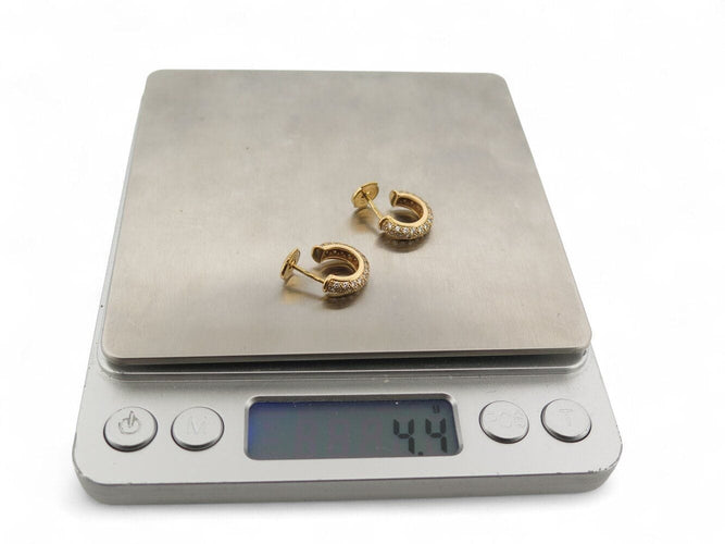 Boucles d'oreilles boucles d'oreilles creoles CARTIER etincelle or jaune 18k pavees s 58 Facettes 270594