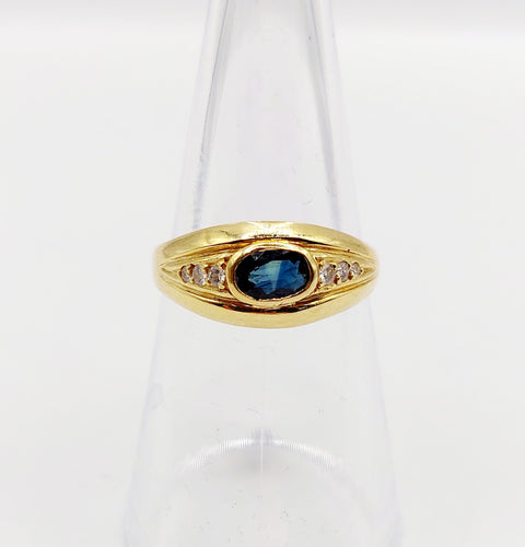 Bague 53 Bague jonc vintage or jaune, saphir et diamants 58 Facettes A06062