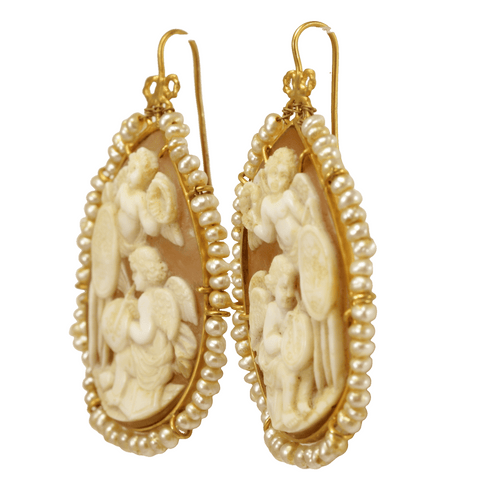 Boucles d'oreilles Boucles d'oreilles camées antiques en or jaune 58 Facettes 7682