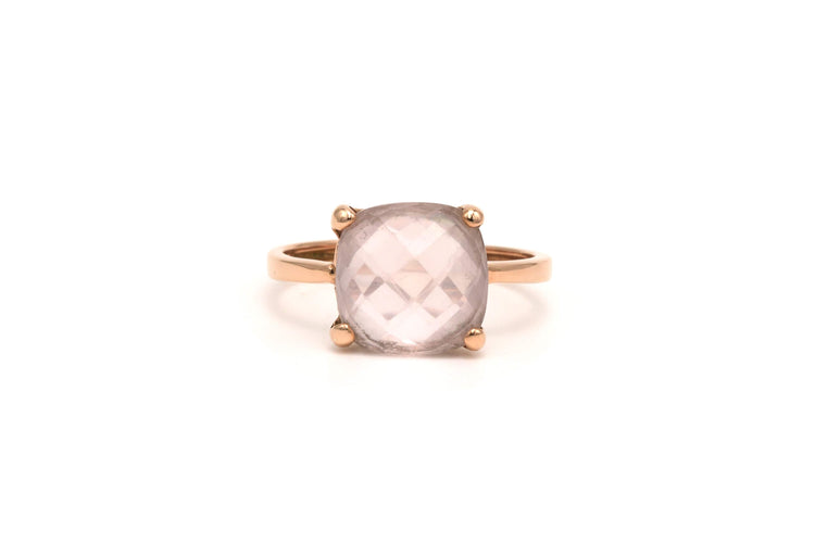 Bague 53 Bague contemporaine en or rose 18 carats sertie d'un quartz 58 Facettes 22081