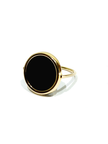 Bague 59 Ginette NY - Bague en or rose 18 carats et onyx 58 Facettes