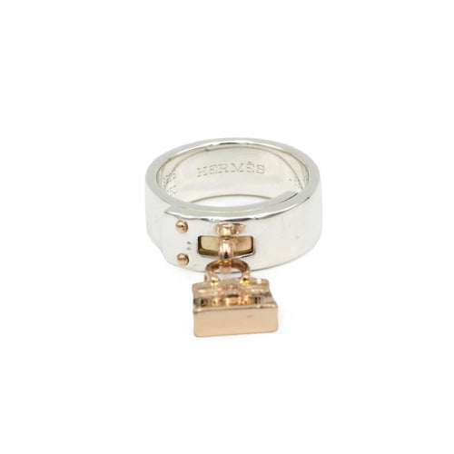 Bague 53 Bague Argent & Or rose Amulettes - HERMES 58 Facettes 260046R