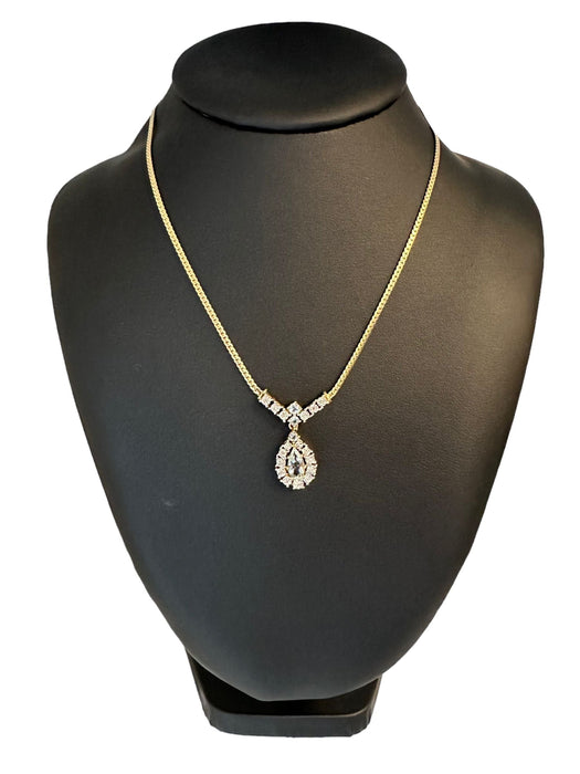 Collier Collier en or blanc et jaune avec diamants et aiguemarine 58 Facettes