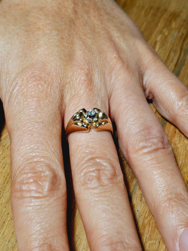 Bague 59 Bague solitaire en or rose 18 carats et diamant taille brillant 58 Facettes