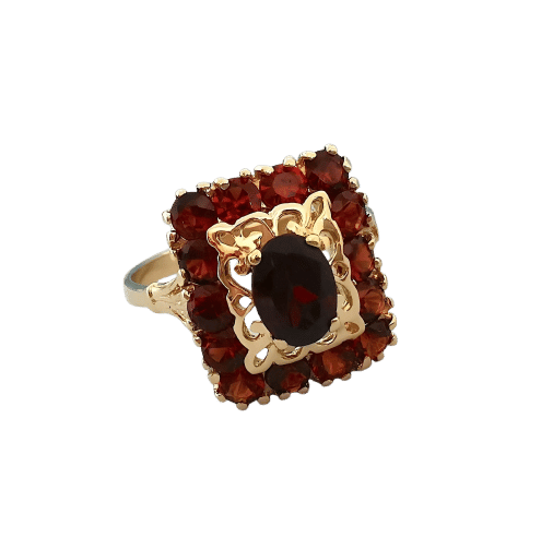 Bague 57.5 Bague or jaune grenats 58 Facettes 1756