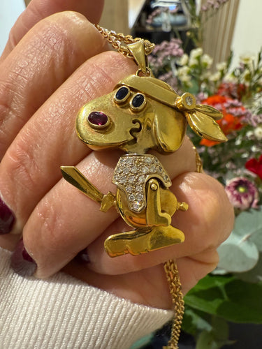 Pendentif Pendentif vintage Snoopy or jaune et diamants 58 Facettes 7034/10