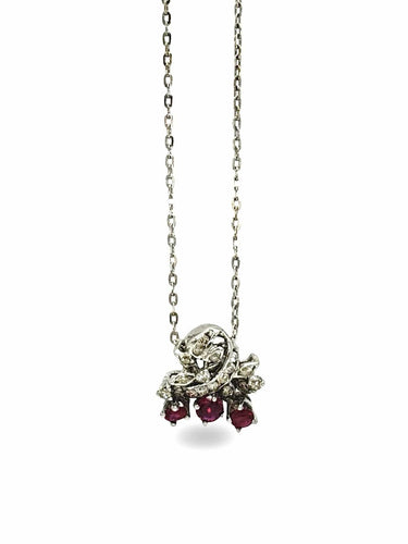 Collier or blanc rubis 1 ct et diamants 0,50 ct