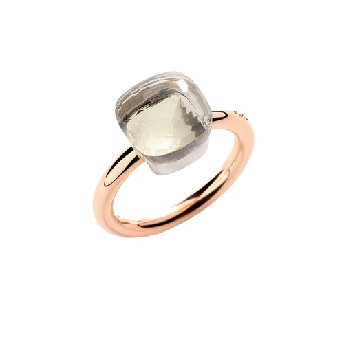 Ring Pomellato, "Nudo Classic", to farver guld, hvid topas. 