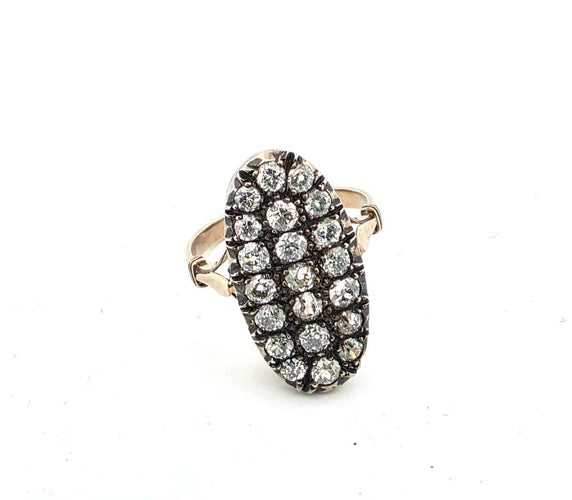 Bague 57 Bague victorienne antique en argent et or 12 carats avec diamants taille ancienne 58 Facettes