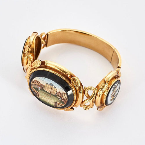 Bracelet Bracelet Napoléon III en or jaune et micro-mosaïques 58 Facettes AB67