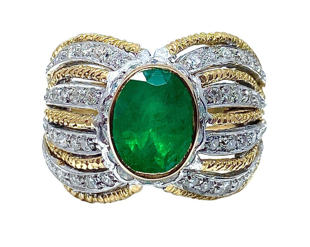 Bague 58 Bague 2 Ors Emeraude Diamants 58 Facettes AB228