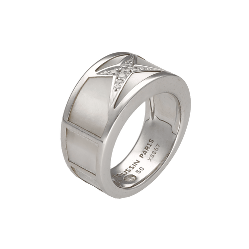 Bague 50 Bague Mauboussin Etoile Beaute en or gris 18K avec nacre et diamants - Taille 50 58 Facettes FB10472