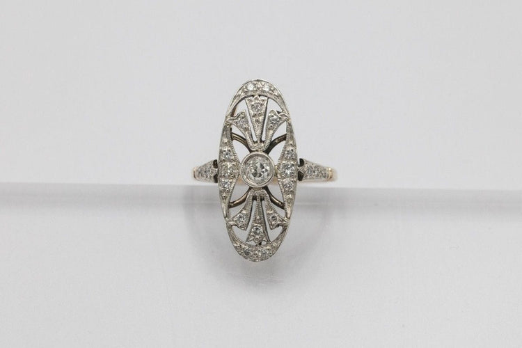 54 Unique Art Déco ring with diamonds, 1930s/1940s 58 Facettes 11284