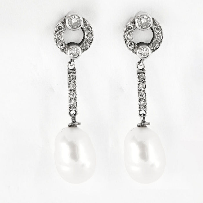 Boucles d'oreilles Boucles d'oreilles Art Déco Diamants perles 58 Facettes