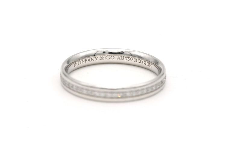 Anillo contemporáneo Tiffany&co Metro en oro blanco de 18 quilates engastado con diamantes 