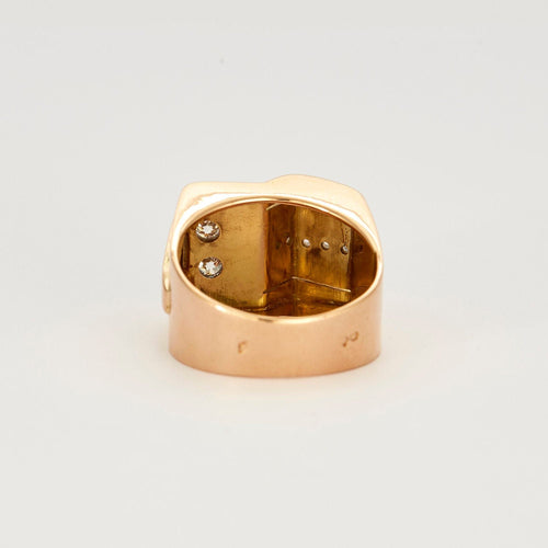 Bague 58 Bague Tank or jaune platine et diamants 58 Facettes