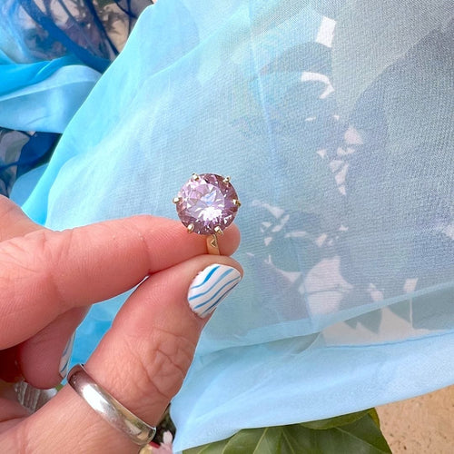 Bague 56.5 Bague Améthyste en Solitaire Or Jaune 18 K 58 Facettes AA 1716