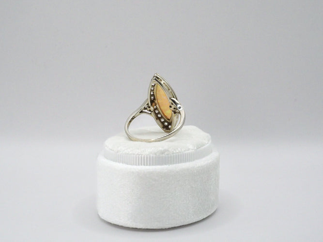 Bague 60 Bague Marquise or blanc Opale Diamants 58 Facettes 4946