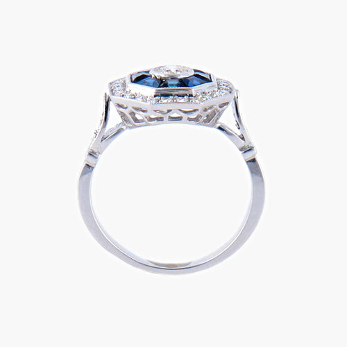 Bague 53 Bague style Art Déco Saphirs Diamants 58 Facettes