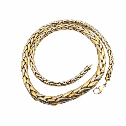 Collier Collier maille palmier en chute or deux tons 58 Facettes