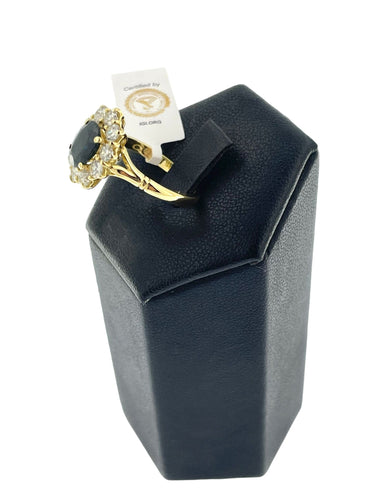 Bague 52 Bague cocktail vintage 1,60 carat saphir et diamants certifiés IGI 58 Facettes