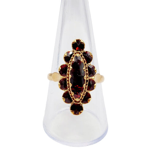 Bague 59.5 Bague marquise antique or jaune, grenats sur paillons 58 Facettes A05966