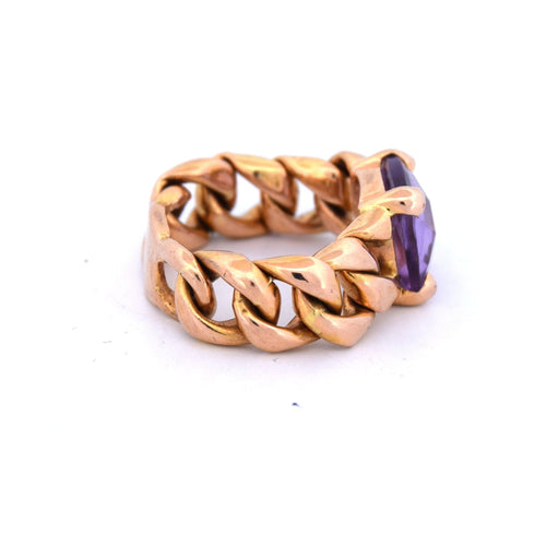 Bague 51 Bague vintage en or jaune avec améthyste 58 Facettes