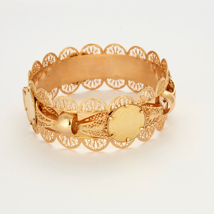 Yellow gold coin bracelet